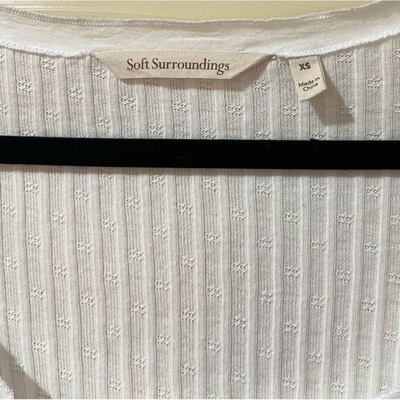 SOFT SURROUNDINGS Roma Ribbed Tee White Women's Size XS - Picture 4 of 5